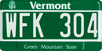 VT license plate WFK304