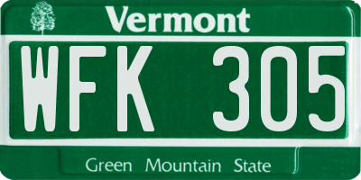 VT license plate WFK305