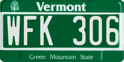 VT license plate WFK306