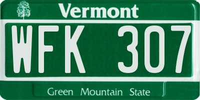 VT license plate WFK307