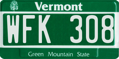 VT license plate WFK308