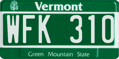 VT license plate WFK310