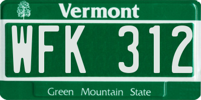VT license plate WFK312