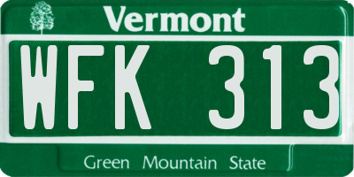 VT license plate WFK313
