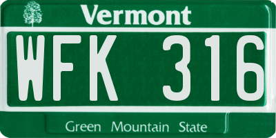 VT license plate WFK316