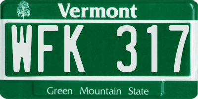 VT license plate WFK317