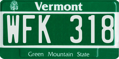 VT license plate WFK318
