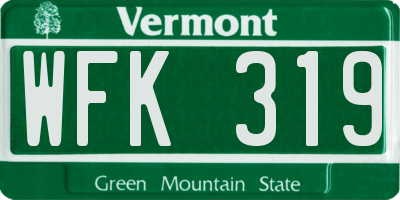 VT license plate WFK319
