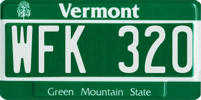 VT license plate WFK320