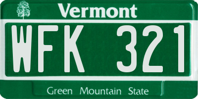 VT license plate WFK321