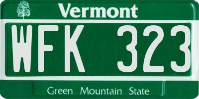 VT license plate WFK323