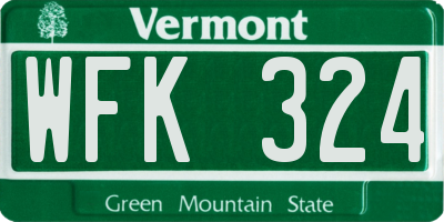 VT license plate WFK324