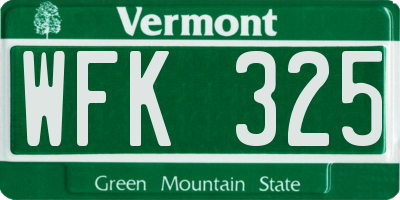 VT license plate WFK325