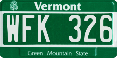 VT license plate WFK326