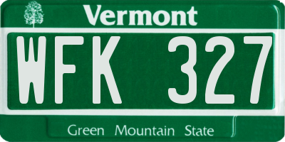 VT license plate WFK327