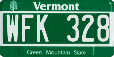 VT license plate WFK328