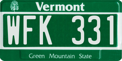 VT license plate WFK331