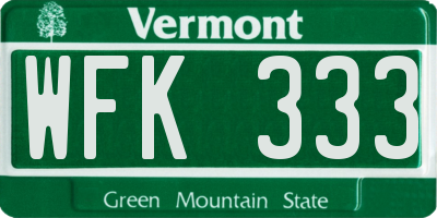 VT license plate WFK333