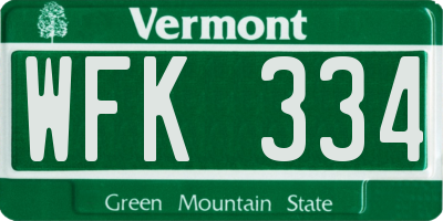 VT license plate WFK334