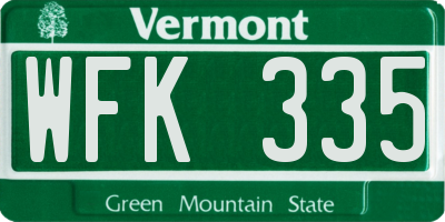 VT license plate WFK335