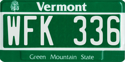 VT license plate WFK336