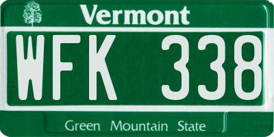 VT license plate WFK338