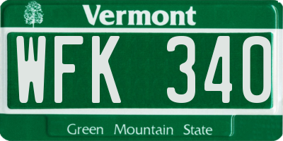 VT license plate WFK340