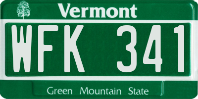 VT license plate WFK341