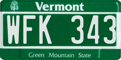 VT license plate WFK343