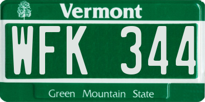 VT license plate WFK344