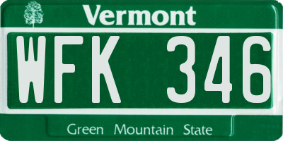 VT license plate WFK346