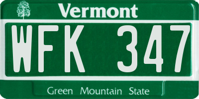 VT license plate WFK347