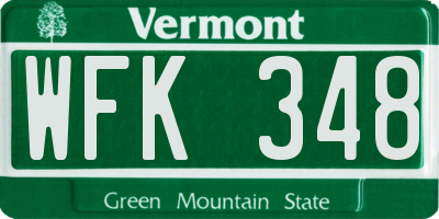 VT license plate WFK348