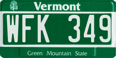 VT license plate WFK349