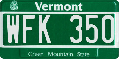 VT license plate WFK350