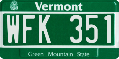 VT license plate WFK351