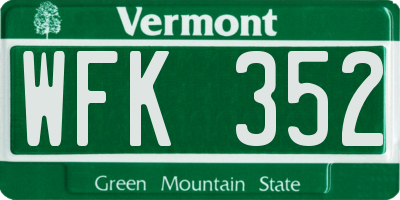 VT license plate WFK352