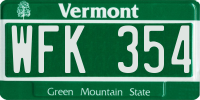 VT license plate WFK354