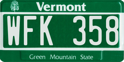 VT license plate WFK358