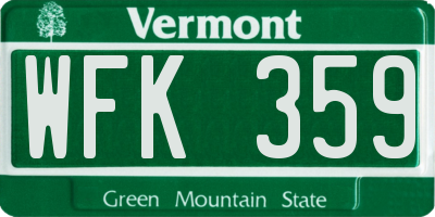 VT license plate WFK359
