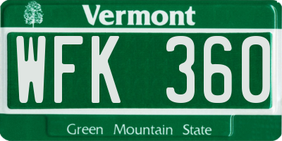 VT license plate WFK360