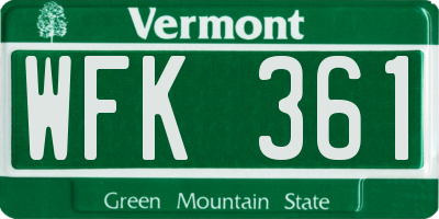 VT license plate WFK361