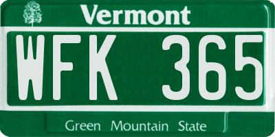 VT license plate WFK365