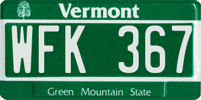VT license plate WFK367