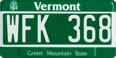 VT license plate WFK368