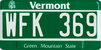 VT license plate WFK369
