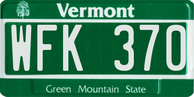 VT license plate WFK370