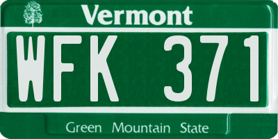 VT license plate WFK371