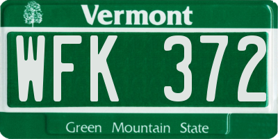 VT license plate WFK372
