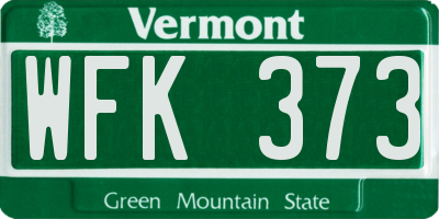 VT license plate WFK373